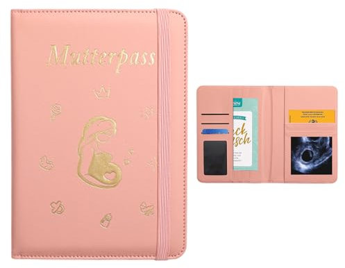 VARKAGE Mutterpass Organizer, Mutterpass Schutzhülle Leder Wasserdicht, Mutterpasshülle, Mutter-Kind-Pass - Deutscher Mutterpass - Schutzhülle Inkl. Notizblock, Geschenke für Schwangere (Rosa)