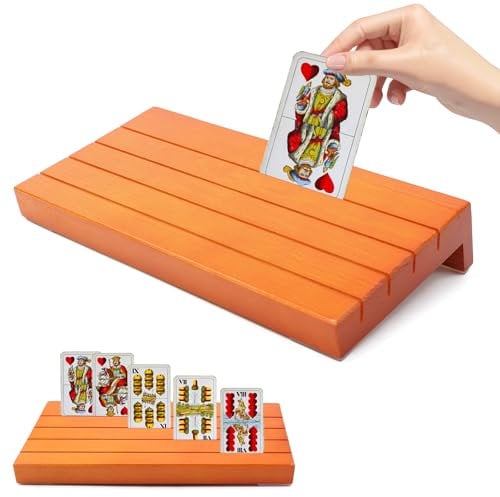 Porta Carte da Gioco, Porta Carte per Bambini, Reggi Carte da Gioco a Mani Libere, Playing Card Holder in Legno Libera le Tue Mani, Adatto a Bambini, Adulti, Anziani