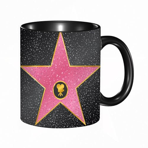 reyawdf Original Tasse mit lustigem Design,Popstar-Party Hollywood Walk of Fame-Symbol Promi-Entertainment,330ml, für Kaffee- und Teeliebhaber, als Geschenk für Weihnachten, Geburtstag und mehr