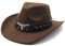 Aegistus Unisex Cowboy-Hut für Damen & Herren - Westernhut mit weitem Filz-Brim, kunstlichem Pelz & Schnallverschluss - Outdoor-Rodeo-Hat Braun-Kaffee