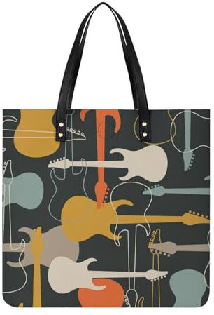 MQPYWLH Gitarre Damen Shopper Handtasche Umhängetasche Schultertasche Für Büro Schule Einkauf 39x39cm