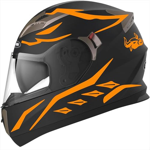 Decalart Kit 19 Aufkleber für universelle Motorradhelme – Koffer-PC – Stierhörner, Bullenstreifen, Streifen, Aufkleber, Dekorstreifen, Helm-Aufkleber, Art. L120 (037 Neon-Orange)