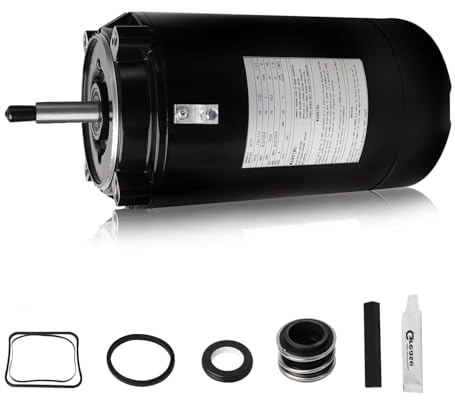 UST1152 Moteur de pompe de piscine avec kit de joint 1,5 HP UP-Rated 56J Cadre Moteur de rechange compatible avec la pompe Hayward Super Max-Flow Northstar Pinnacle Magnum