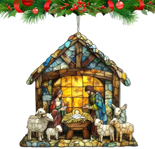 Weihnachtsbaum Anhänger Acryl Weihnachtskrippe Weihnachtsbaumschmuck Jesus Krippe Weihnachten Für Weihnachtsbaum Fenstere Zuhause Deko Weihnachtsbaume Anhänger Weihnachtsanhänger Dekoration