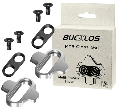 AEYINO MTB Cleats Set - Einzelauslösung Schwarz & Multi-Auslösung Silber | Erhältlich in Einzel- oder Multi-Auslösung Design, Anti-Rutsch, passt für MTB & Indoor Cycling (außer M858)