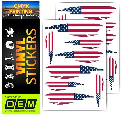 Motorrad Aufkleber Wetterfeste Vinyl Sticker Roller Scooter Helm Auto Roller Tank UV-Beständig Selbstklebend Hochwertige Dekoration Fahrzeuge KFZ (America USA Flagge, Set-16)