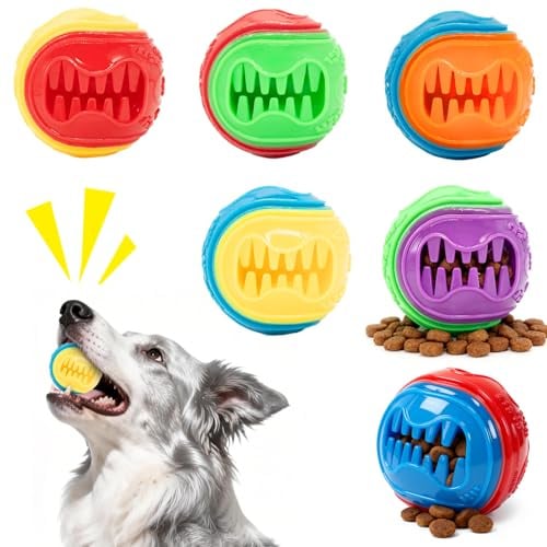 6 Pack Interactive Dog Treat Snack Ball Toy for Small Dogs Brain Training | Dental Care Relieve Boredom for Medium Dogs