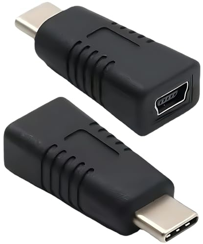 BaZuyunMd Mini USB auf USB C Adapter, 2 Stück, Typ-C Stecker auf Mini USB Buchse Konverter, Unterstützt Laden und Datensync für Handy, Tablet, Kamera