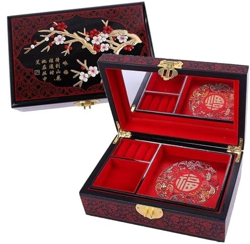 lachineuse - Schmuckkästchen Kirschblüten – Aufbewahrungsbox für Schmuck & Geheimnisse aus lackiertem Holz – asiatische Dekoration – Geschenkbox für Damen – Deko-Artikel – Geschenkidee Japan Asien