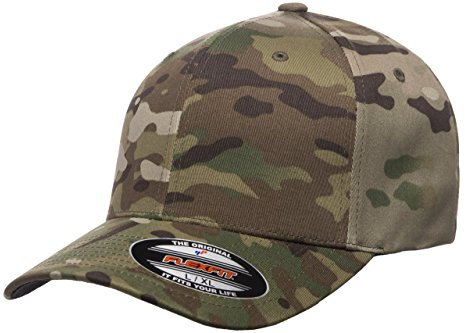 Flexfit Multicam Camo Baseballkappe, 6 Paneele, offizielles Lizenzprodukt, Multi-Cam-Muster - Braun - S/M