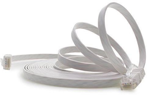 1aTTack.de 5m - Weiss - 1 Stück - Cat.6 Flaches Netzwerkkabel Cat6 Flachkabel Ultra Flach Cat.6 Patchkabel 1000 Mbit/s Gigabit LAN (RJ45) Flach Slim Micro