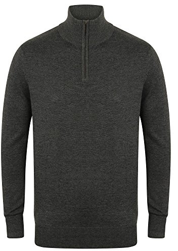 Henbury Mens 1/4 Zip Long Sleeve Jumper (XL) (Grey Marl)