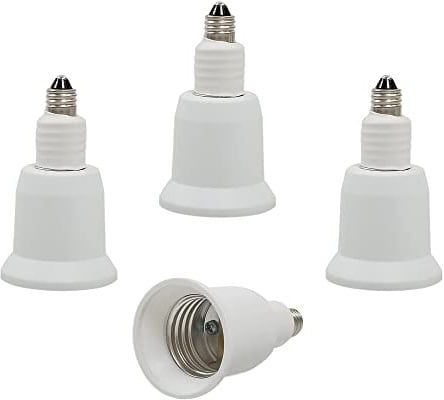 E-Simpo 4pcs E11 to E26 E27 Light Socket Adapter LED Lamp Bulb Holder Socket Extender, Mini Candelabra E11 (NOT E12) Base Convert to Medium E26/E27 Standard Screw Base