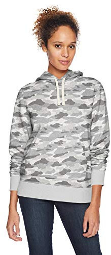 Amazon Essentials Damen Fleece-Kapuzenpullover in normaler Passform (in Übergröße erhältlich), Grau Tarnmuster, L