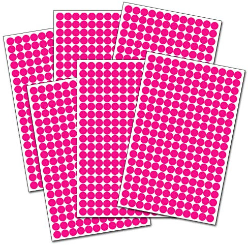684-1368 Klebepunkte Neon 15mm Kreis Punkt selbstklebende Aufkleber Inventur - Finest Folia (Neon Pink, 1368 Klebepunkte)