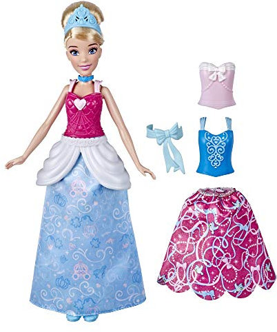 Disney Prinzessin Cinderellas Kleidermix, Modepuppe mit Outfits zum Anstecken, Kombinierbare Looks, Spielzeug für Mädchen ab 3 Jahren