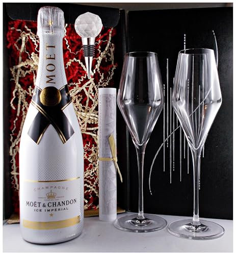 Champagner Moet & Chandon Ice Imperial + 2 Gläser + Verschluß Crystal Geschenk