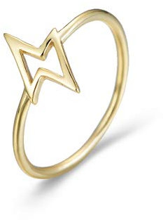 MINOIC 925 Sterling Silber Ring, 18K Goldplattierung, Halbmond, Schlange, Welle, Kardiogramm, Klee Zirkonia für Frauen Mädchen (G-Ray, 54)