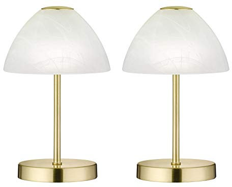 2er Set klassische LED Tischleuchte Messing touch dimmbar Höhe 24cm