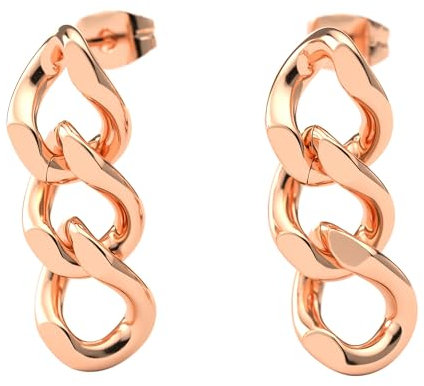 THIORA Glieder Ohrringe Damen Roségold | Edelstahl Ohrstecker 18kt Vergoldet | Minimalistischer Statement Schmuck | Kettenohrringe, 23mm (Rosegold)