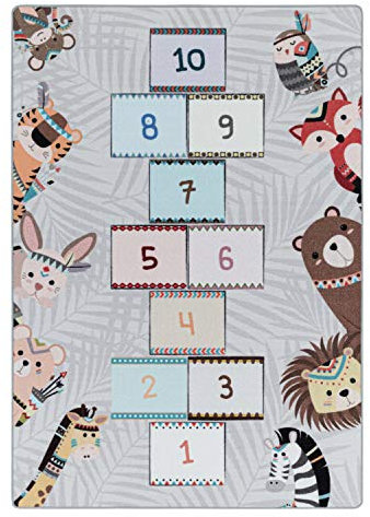 Ayyildiz Kinderteppich Spielteppich Hüpfkästchen Straßen Grau, rechteckig, Höhe 8 mm, Kurzflor, Größe:80 x 120 cm, Farbe:Grau