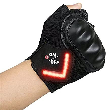 XINJIABAO Halbfinger-Radhandschuhe Outdoor Sports Radfahren LED Blinker Handschuhe Mountainbike Fahrrad Kurzfingerhandschuhe Halbfingerhandschuhe (Color : Black, Size : XL)