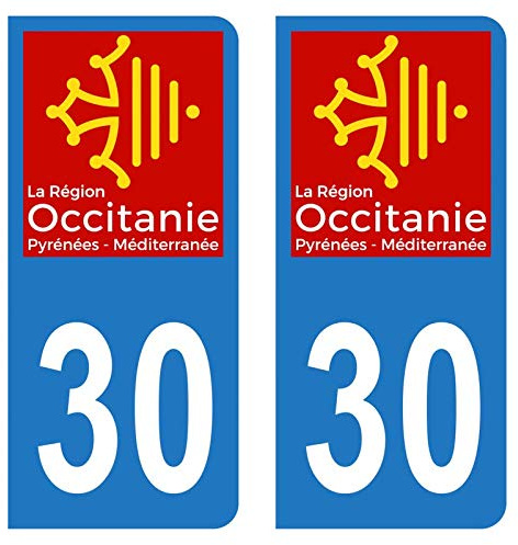 Hadexia Aufkleber für Nummernschild, Auto, Departement 30, Gard, Logo, Okzitanien