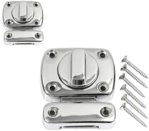 Chrome Door Lock Latch with Rotating Bolt – Zinc Alloy Gate Latch for Bathroom & Cabinet Doors – Secure Anti-Theft Bolt Lock with Fixing Screws – Easy to Install (1 Pack)