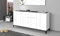 Dmora - Buffet Paolo, Buffet de Cuisine 3 Portes et 3 tiroirs, Buffet de Salon, 100% Made in Italy, 160x40h82 cm, Blanc Brillant et Ardoise