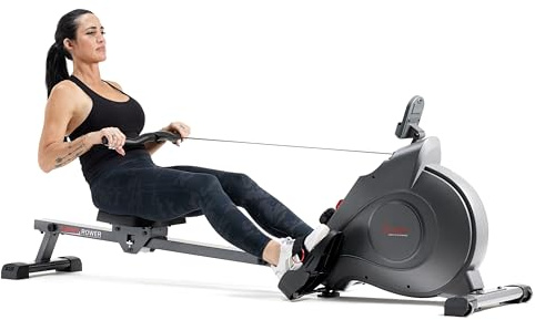 Sunny Health & Fitness Magnetic Rowing Machine with Extended Slide Rail with Bluetooth Connection to Free SunnyFit® App – SF-RW522016