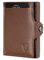 VON HEESEN Slim Wallet mit XL Münzfach & RFID-Schutz - Mini Geldbörse Herren & Damen - Kartenetui Geldklammer Kreditkartenetui - Portmonee Geldbeutel Portemonnaie klein (Braun)