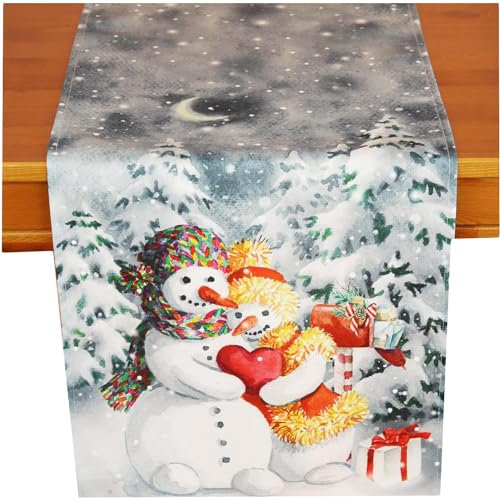 KAMACA Tischläufer 40x150 cm mit hochwertigem Druck-Motiv Küche Esstisch Eyecatcher Herbst Winter Weihnachten (Winter Love 40x150)