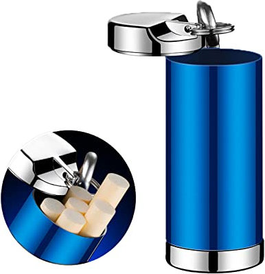 Tragbarer Aschenbecher mit Deckel, VOVCIG Winddichter Aschenbecher mit Deckel, Metall-Auto-Aschenbecher mit Schlüsselanhänger für Auto, Outdoor, Zigarren (blau)