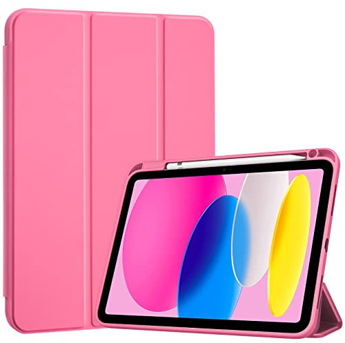 ProCase for iPad (A16) 11th Generation 11 Inch 2025/ iPad 10th Generation 10.9 Inch 2022 Case with Pencil Holder, Hybrid Cover with Soft TPU Back, Supports Touch ID, Auto Wake/Sleep -Pink