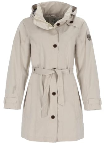 Blue Wave Damen Funktionsmantel Funktions-Trenchcoat Jennifer - Unifarbene Regenjacke mit Dekorknöpfen in Blau Größe 36