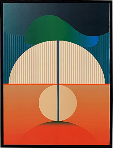 Kare Design Gerahmtes Bild Sunrise Orange/Blau, Leinwand, Wanddekoration, Kunstwerk, Abstrakt, Modern, Wohnzimmer, Schlafzimmer, Flur, 75x100cm