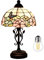 Kinbolas Tischlampe im Tiffany Stil,Vintage Nachttischlampe Schlafzimmer Deko Lampe,Jugendstil Tischleuchte,Butterfly buntglas lampenschirm 25cm / 10 Zoll,Harz-Basis mit Kabel und E27 LED Birne(B)