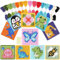 Pllieay 10-in-1 Kreuzstich Anfängerset für Kinder, Stickerei Kit enthält 10pcs Kunststoff Mesh Canvas mit Muster, 15 Garne, 5 Webenadeln, Nadelspitzen Starter Kit Nähen Set mit Anleitung