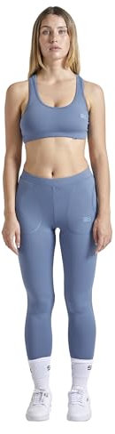 Sportkind Mädchen & Damen Tennis, Running Tights, Sport 7/8 Lange Leggings mit Taschen, Mid Waist, Blickdicht, atmungsaktiv, grau blau, Gr. 152