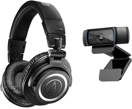 Audio-Technica M50xBT2 Kabelloser Kopfhörer Schwarz & Logitech C920 HD PRO Webcam