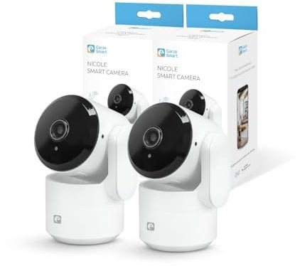 Garza Smart - Pack 2 Cámara de Vigilancia 360º Interior Inteligente IP WiFi 2.4GHz, 1080 HD, Visión Nocturna, Detección de Movimiento, Modo Privacidad, Control Remoto por App.