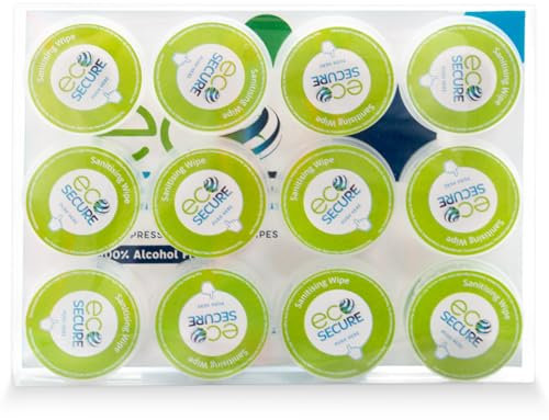 Ecosecure Antibacterial Compressed Multipurpose Cleaning & Disinfecting Wipes – Alcohol Free, Dermatologically Tested & Plastic Free, Suitable for Hands & Surfaces – Travel Friendly, 12 Wipes
