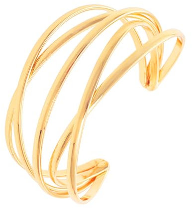 Uwiyo Gold Offener Armreif Große GoldarmbäNder Breiter Damen Armspange Manschette Armreif Gold Open Front Armband Innendurchmesser 60 mm (Gold#1)