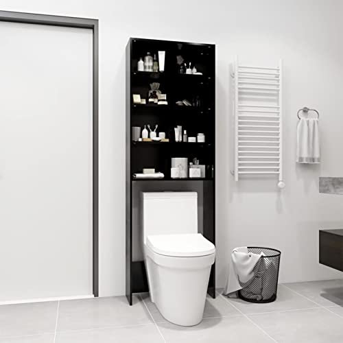 CIADAZ Armoire de lave-linge, meuble pour machine à laver, étagère lave-linge, meubles étagères, meuble pour machine à laver et sèche-linge, noir, 64 x 24 x 190 cm