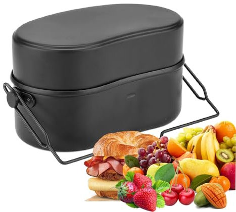 Lonchera de aluminio, lonchera de aluminio con asa, solución de almacenamiento de comidas con control de porciones, caja de embalaje para almuerzo de trabajo