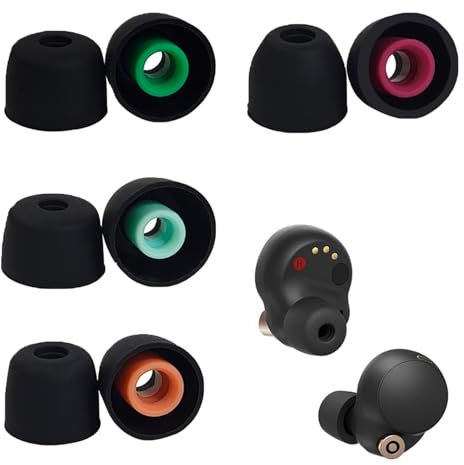 4 Pairs Replacement Silicone Earbud Tips Eartips for Sony WF-1000XM5 Wireless Earbuds, Noise Reduction Sound Enhancement Padded Earplugs, Comfort Soft Anti Slip Ear Buds Replacement Set (Black)