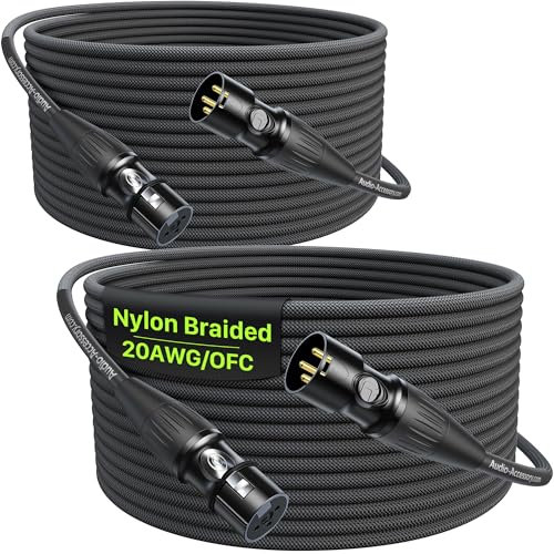 AA AUDIO ACCESSORY Short XLR Cables 15M 2Pack, Gold-Plated Rean Connectors from Neutrik, Kevlar-Reinforced Nylon Braided Microphone Cable, Durable Shielded and Balanced XLR Cable, Male to Female