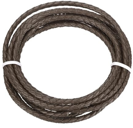 sourcing map Braided Leather Cord, 4mm Round Braided Faux Leather Necklace Cord Bolo Tie String 2 Yard for Jewelry Making Necklace Crafts Beading Braiding 11