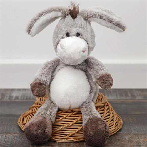 champracer Esel Puppe, Trotro Der Kleine Esel, Stehendes Kuscheltier Esel, Niedliche HäNgende Eselpuppe, Naturgetreues Stofftier Aus Weichem PlüSch Zum Kuscheln Und Spielen (Grau + Braun, 32 cm)