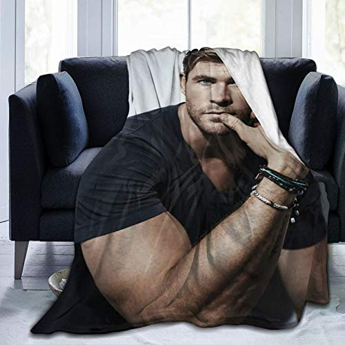 QapLWczK Chris Hemsworth - Manta de forro polar suave y cómoda para sofá, cama, oficina, rodilleras, cama, coche, campamento, playa